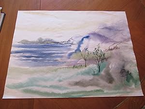 Original Watercolor Of A Lake Scene