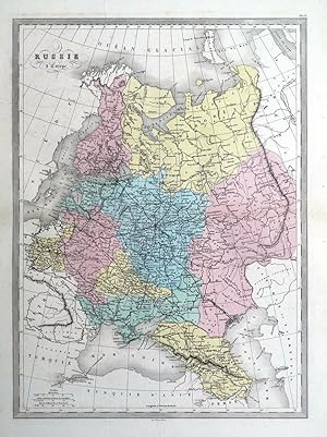 Antique Map RUSSIA in EUROPE, Ukraine, Lithuania, Latvia, Malte Brun c1850