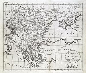 Antique Map TURKEY IN EUROPE, TURKISH EMPIRE, GREECE, HUNGARY, CROATIA, Guthrie 1793