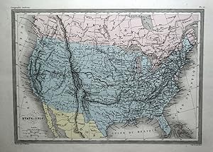 Antique Map UNITED STATES, ETATS UNIS Original Hand Col Malte Brun Vintage c1850