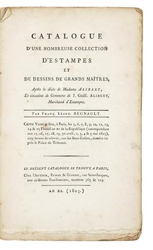Catalogue d'une Nombreuse Collection d'Estampes et de Dessins de Grands Maîtres, Après le décès d...