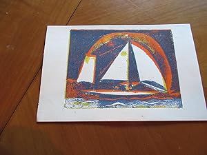 Original Lithograph, Untitled, Sailboat In Setting Sun