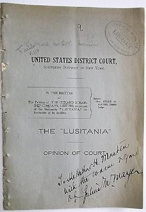 UNITED STATES DISTRICT COURT, SOUTHERN DISTRICT OF NEW YORK. IN THE MATTER OF THE PETITION OF THE...