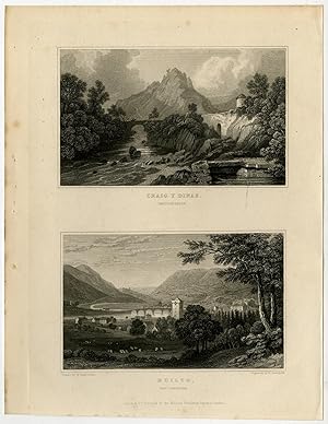 Antique Print-WALES-BRECONSHIRE-BUILTH-CRAIG Y DINAS-Gastineau-Radclyffe-1831