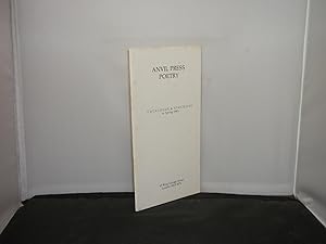 Anvil Press Poetry Catalogue and Stock-list to Spring 1983