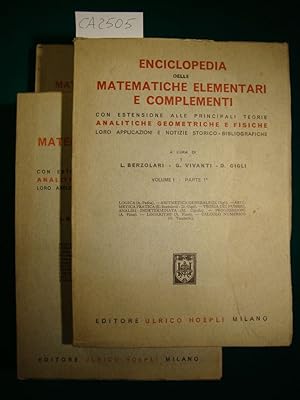Enciclopedia delle matematiche elementari e complementi con estensione alle principali teorie ana...