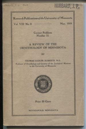 A Review of the Ornithology of Minnesota: Current Problems Number 11