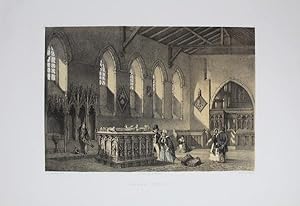 Fine Original Lithotint Illustration of Cobham Church, Kent By J. D. Harding. Published By Chapma...