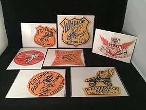 LOT X 7 Original 1950's Roller Skating Rink Advertising Stickers (VA, NJ, MA)