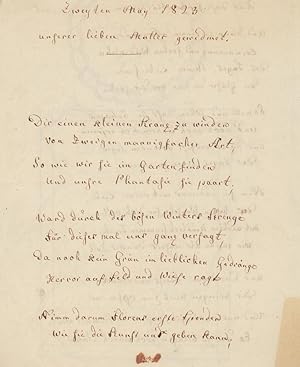 "Dem Zweyten May 1823 unserer lieben Mutter gewidmet.". 16-strophiges handgeschriebenes Geburtsta...