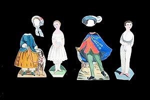 2 finely executed paper dolls with 2 costumes and 2 hats done after 1850s Brave Boy and Little Gi...