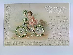 AK Elfe, Fahrrad, Maiglöckchen, Gedicht, Mai, gelaufen 1900