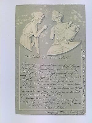 AK griechiche Frauenfiguren, Efeu, Amphore, Stempel Lüneburg 1899