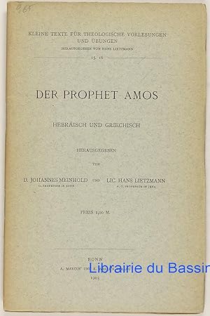 Der Prophet Amos Herbraïsch und griechisch