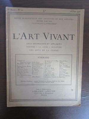 L Art Vivant. 15 Juin 1925. Revue Bi-mensuelle. Les Nouvelles Litteraires. Les Arts de la Femme.