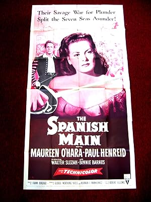 THE SPANISH MAIN-MAUREEN O'HARA-1954-81X41-3 SHEET VG/FN