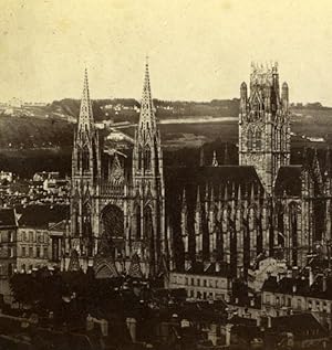 France Rouen Saint-Ouen Abbey Church Old Stereoview Photo 1860