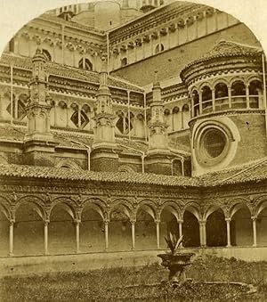 Certosa di Pavia Italy Old Stereo Photo Alexis Gaudin 1859