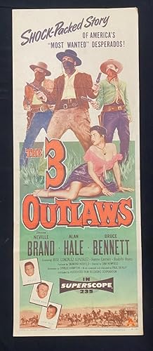 THE THREE OUTLAWS-INSERT-1956-NEVILLE BRAND-GREAT IMAGE VF