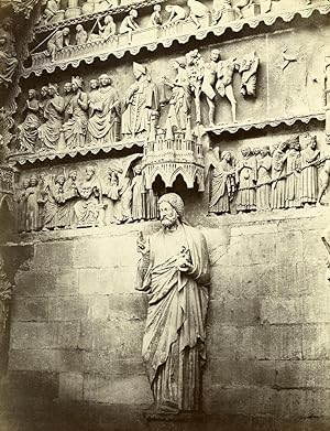 Reims Cathedrale North Portal Statue of Christ France Old Photo Bisson 1858