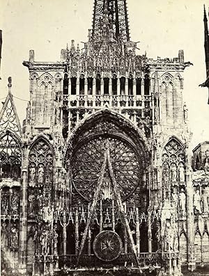 France Rouen Cathedral Coronation of the Central Gate Old Photo Bisson 1857