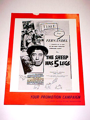 THE SHEEP HAS FIVE LEGS-FERNANDEL-PRESSBOOK VG