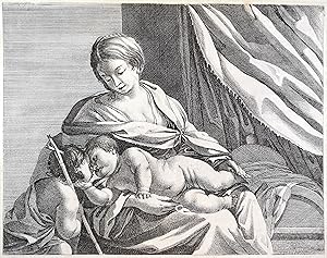 Kupferstich von 1650. Madonna mit dem heiligen Kinde, das den kleinen S. Johannes am Kinn nimmt.