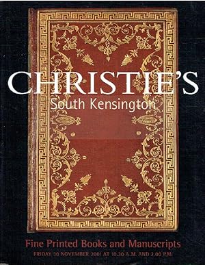 Christies November 2001 Fine Printed Books & Manuscripts