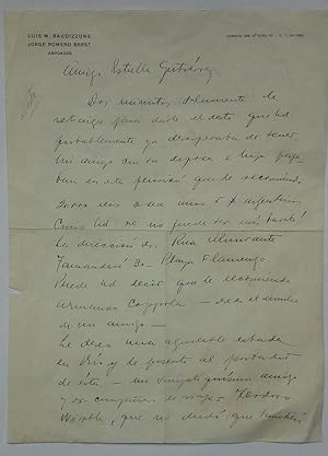 Carta manuscrita a Fermín Estrella Gutiérrez