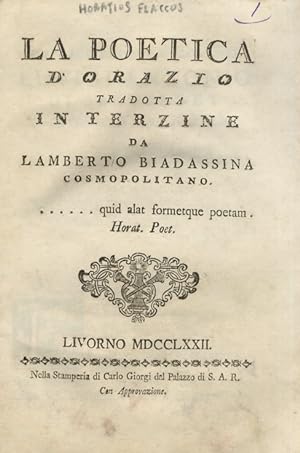 La poetica d'Orazio tradotta in terzine da Lamberto Biadassina cosmopolitanto.