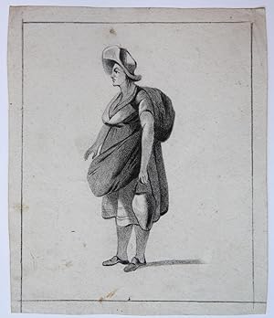 Standing peasant woman with hat.(Tekening van staande boerin met hoed).