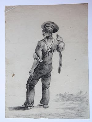 Standing man with hat. (Tekening van staande man met hoed).