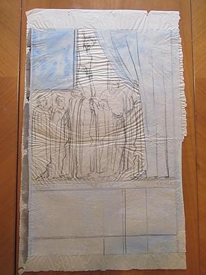 Original Modernist Drawing: Crucifixion Scene