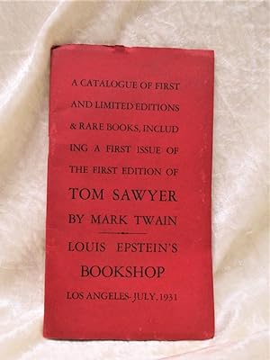 TOM SAWYER FIRST PRINTING Listed in THIS 1931 LOUIS EPSTEIN'S BOOKSHOP CATALOG