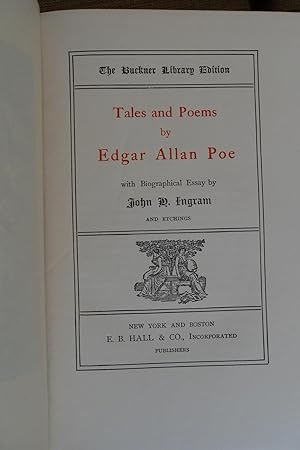 TALES AND POEMS BY EDGAR ALLEN POE With Biographical Essay by John H. Ingram and Etchings