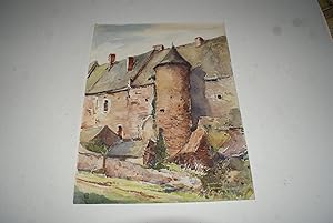 Asnières-sur-Vègre (Sarthe) - Aquarelle originale attribuée à Adolphe Messager, Artiste-Peintre L...