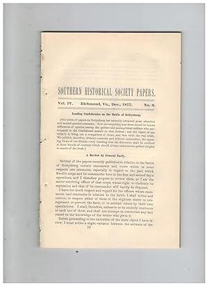 SOUTHERN HISTORICAL SOCIETY PAPERS. Vol. IV, #6, December 1877