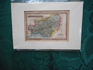 Small Hand-Coloured Engraved Map of CARMARTHENSHIRE - a Wallis/reid 'miniature' Map from 'the Pan...