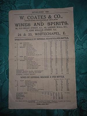 W. Coates & Co. , Wines and Spirits Poster