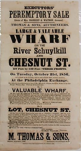 EXECUTORS' PEREMPTORY SALE. ESTATE OF MRS. HARRIET S. WATSON, DECEASED. THOMAS & SONS, AUCTIONEER...