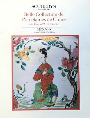 Belle Collection de Porcelaines de Chine et Objets d'Art Chinois Monaco Dimanche 23 Juin 1985
