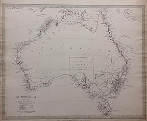 Australia in 1839; 1840 SDUK Map of Australia with unexplored interiors