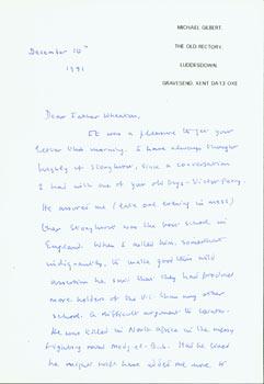 ALS Michael Gilbert to Rev. Geoff Wheaton, December 10, 1991.