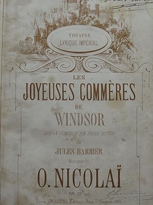 NICOLAÏ Otto Les Joyeuses Commères de Windsor Opéra Chant Piano ca1860