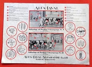 Werbeblatt / Merkblatt Alfa-Laval Melkanlage mit Rundlauf-Vakuumpumpe Nr. 9 und Nr. 20