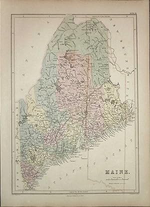 Hand-coloured Map of Maine with Counties