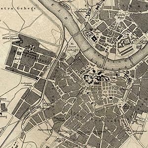 Dresden Germany urban 1873 detailed old city plan map w/ key
