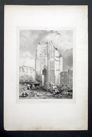 [Estampe]. "Église de Villefranche". Lithographie originale signée sous la composition.