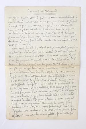 Propos d'un normand - Manuscrit autographe signé