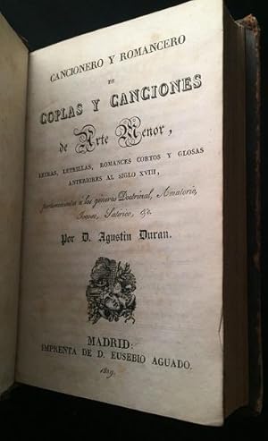 Cancionero y Romancero de Coplas y Canciones de Arte Menor, Letras, Letrillas, Romances Cortos y ...